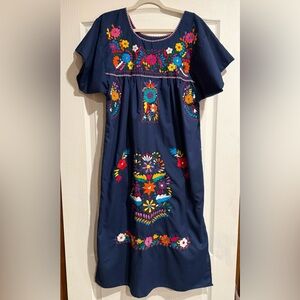 Colorful Embroidered Mexican Dress with belt